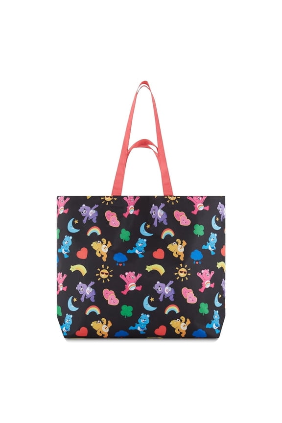 Womens Tote Bag, Printed All Over Nylon Tote Handbag Black