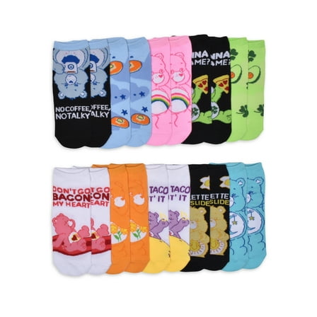 Care Bears Womens 10-Pack Low-Cut Socks, Sock Size 9-11