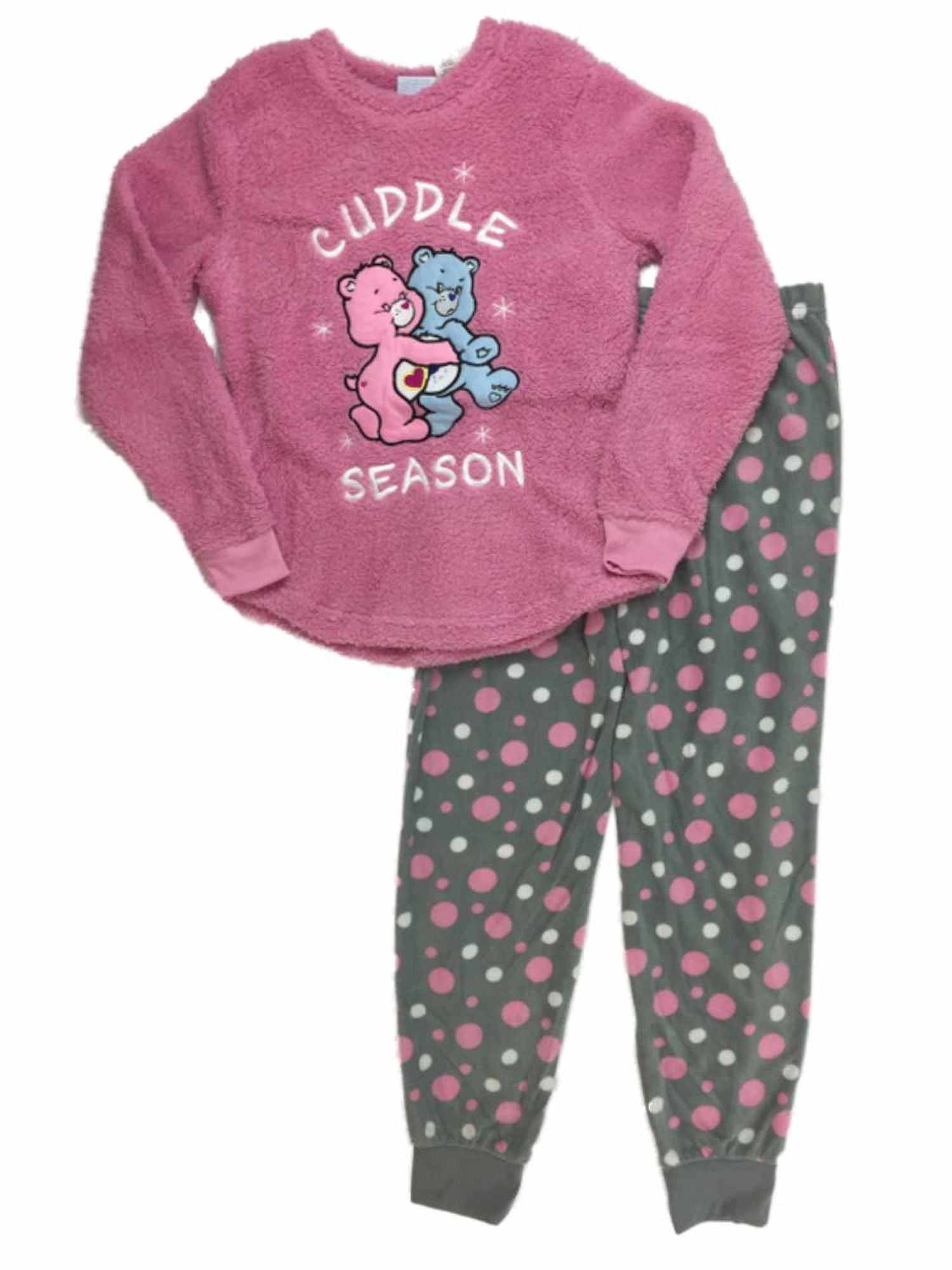 Care Bears Womens Pink Fleece Cuddle Season Pajamas Love A Lot Sleep Set XS  