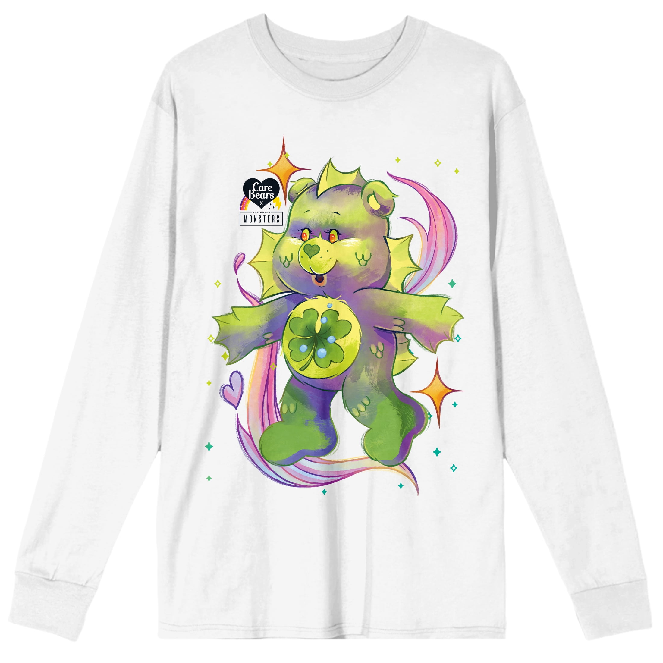 Care Bears X Universal Monsters Monster Bear Front & Back Art Crew Neck Long Sleeve Adult White