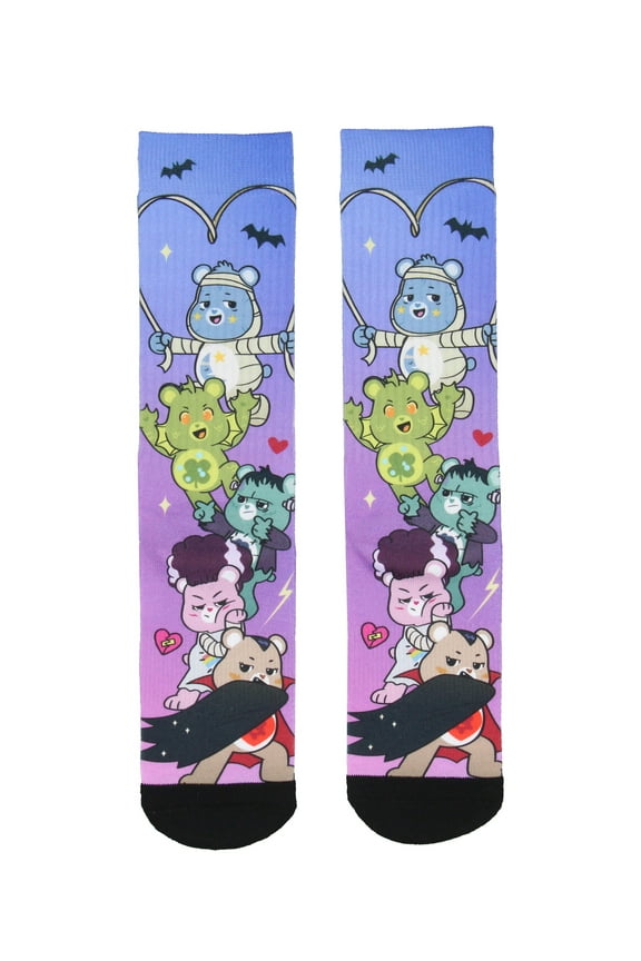 Care Bears X Universal Monsters Socks Men's Horror Film Characters Design Sublimated Adult Mid-Calf Crew Socks