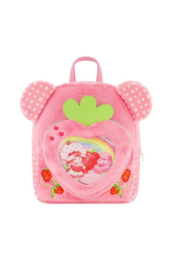 and Strawberry Shortcake Backpack, Plush Heart Mini Travel Bag, Pink, One Size
