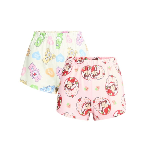 Care Bears and Strawberry Shortcake Women's Sleep Shorts, 2-Pack, Sizes XS-3X