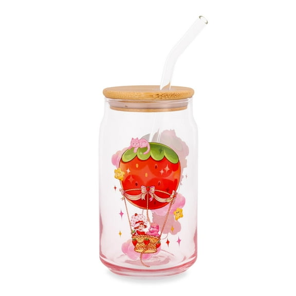 Care Bears x Strawberry Shortcake 16-Ounce Glass Tumbler With Lid and Straw
