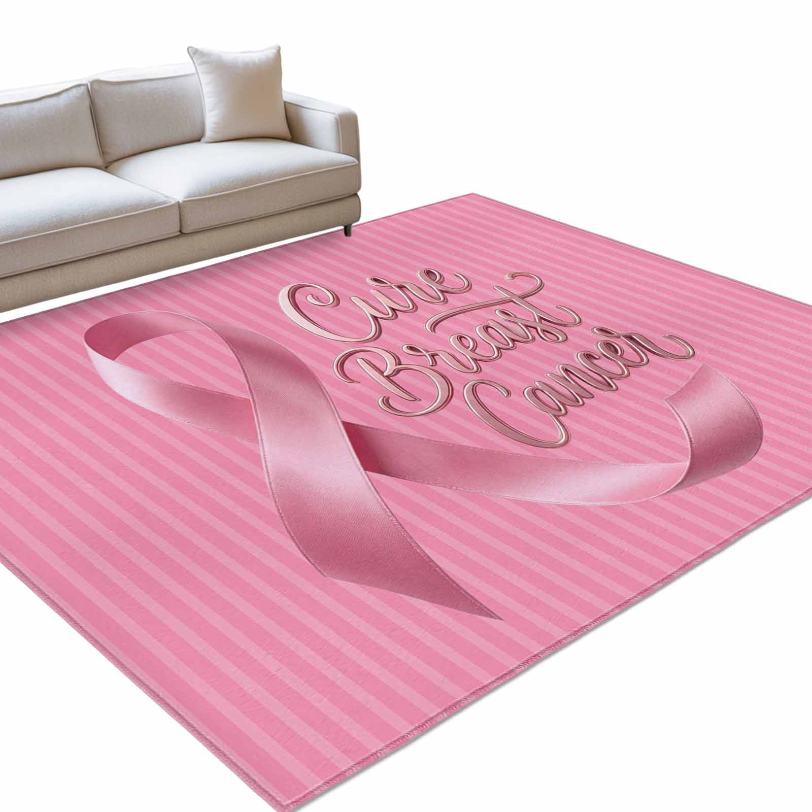 Care Breast Cancer 4x6ft Non Slip Area Rug Pink Ribbons Caring Breast ...