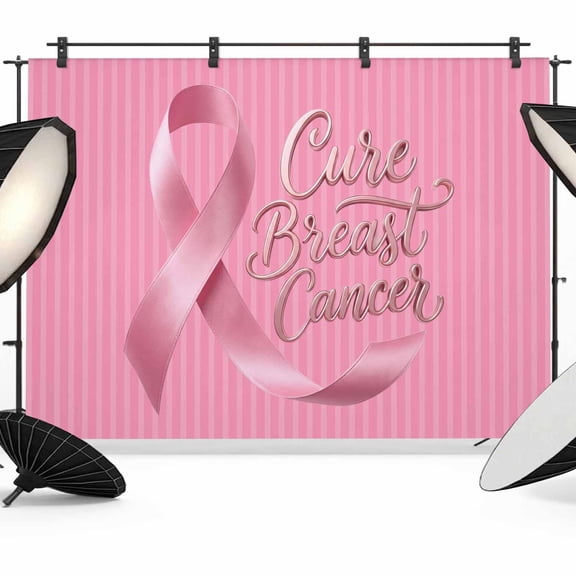 Care Breast Cancer Photography Backdrop 7x5FT, Pink Ribbons Caring Breast Cancer Pink Stripes Photo Backdrops, Background for Photography Studio Photo Studio Background, Back Drop for Photoshoot