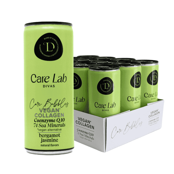 Care Bubbles VEGAN COLLAGEN | Bergamot Jasmine | Regeneration Functional Sparkling Drink | Low Calories | CareLab Divas | 12pack 8.4 Fl Oz