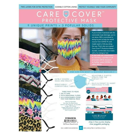 Care Cover Protective Face Mask 1 pk (Pack of 14)