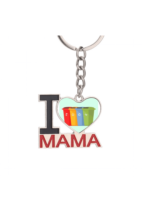 Care Environment Classify Dustbin Keychain Metal Keyring Holder Love MAMA Mother