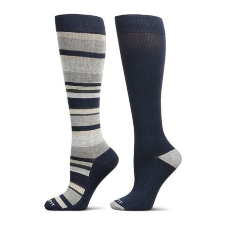 Care Fit Solutions 2 Pair Pack Striped Cotton Blend Graduated Compression Socks
