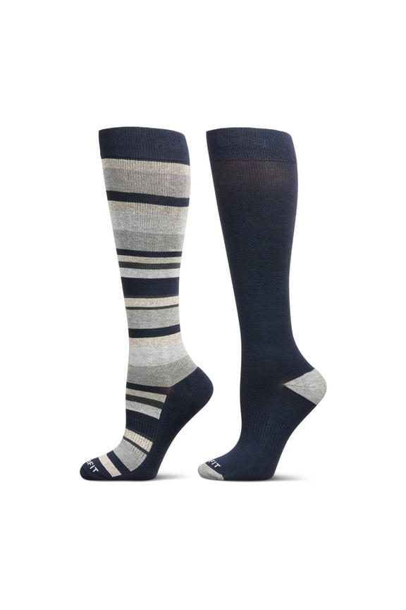 Solutions 2 Pair Pack Striped Cotton Blend Graduated Compression Socks