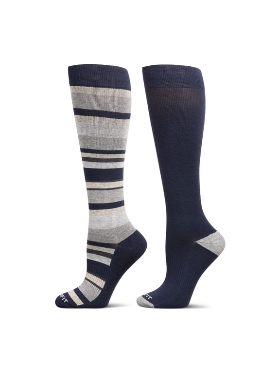 Solutions 2 Pair Pack Striped Cotton Blend Graduated Compression Socks