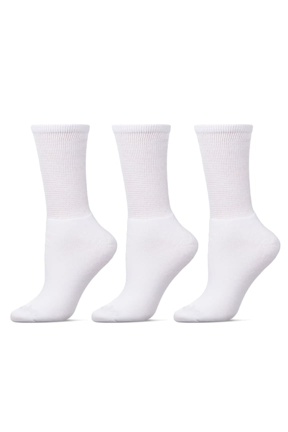 Solutions 3 Pair Pack Full Cushioned Antimicrobial Diabetic Crew Socks