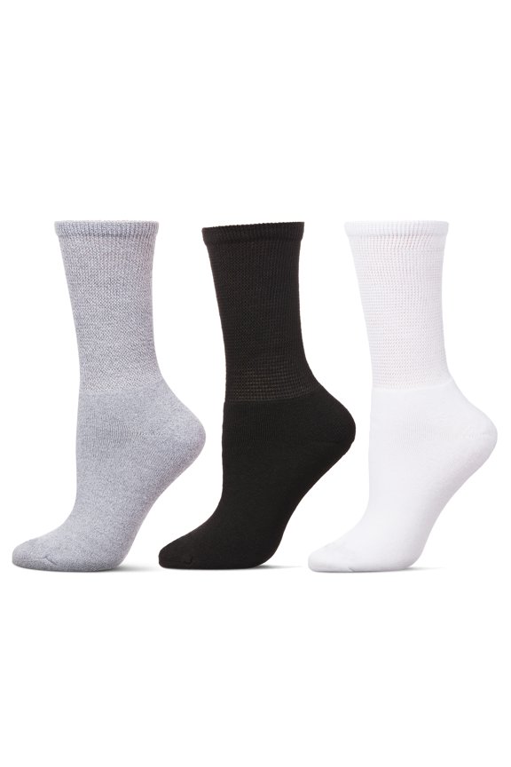 Solutions 3 Pair Pack Full Cushioned Antimicrobial Diabetic Crew Socks