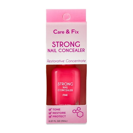 Care & Fix Strong Nail Concealer to Help Tone Restore & Protect Nails, Pink, 0.37 fl oz, by Walmart