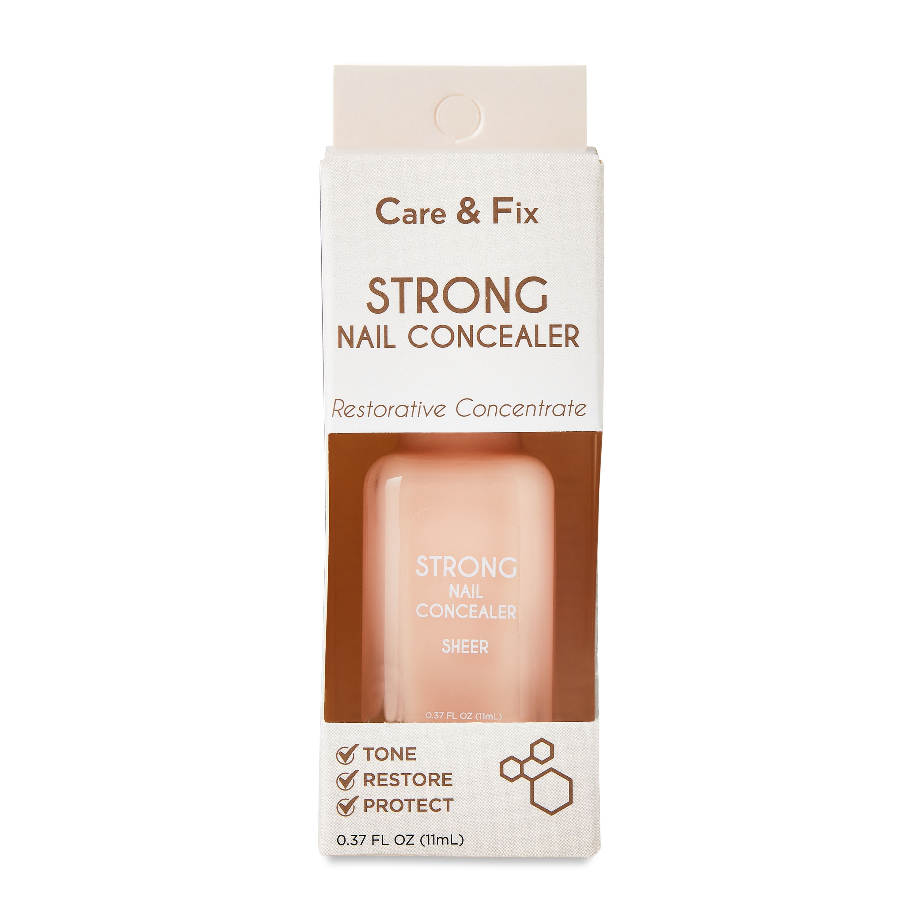 Walmart Care & Fix Strong Nail Concealer to Tone Restore & Protect Nails, Sheer Color, 0.37 fl oz