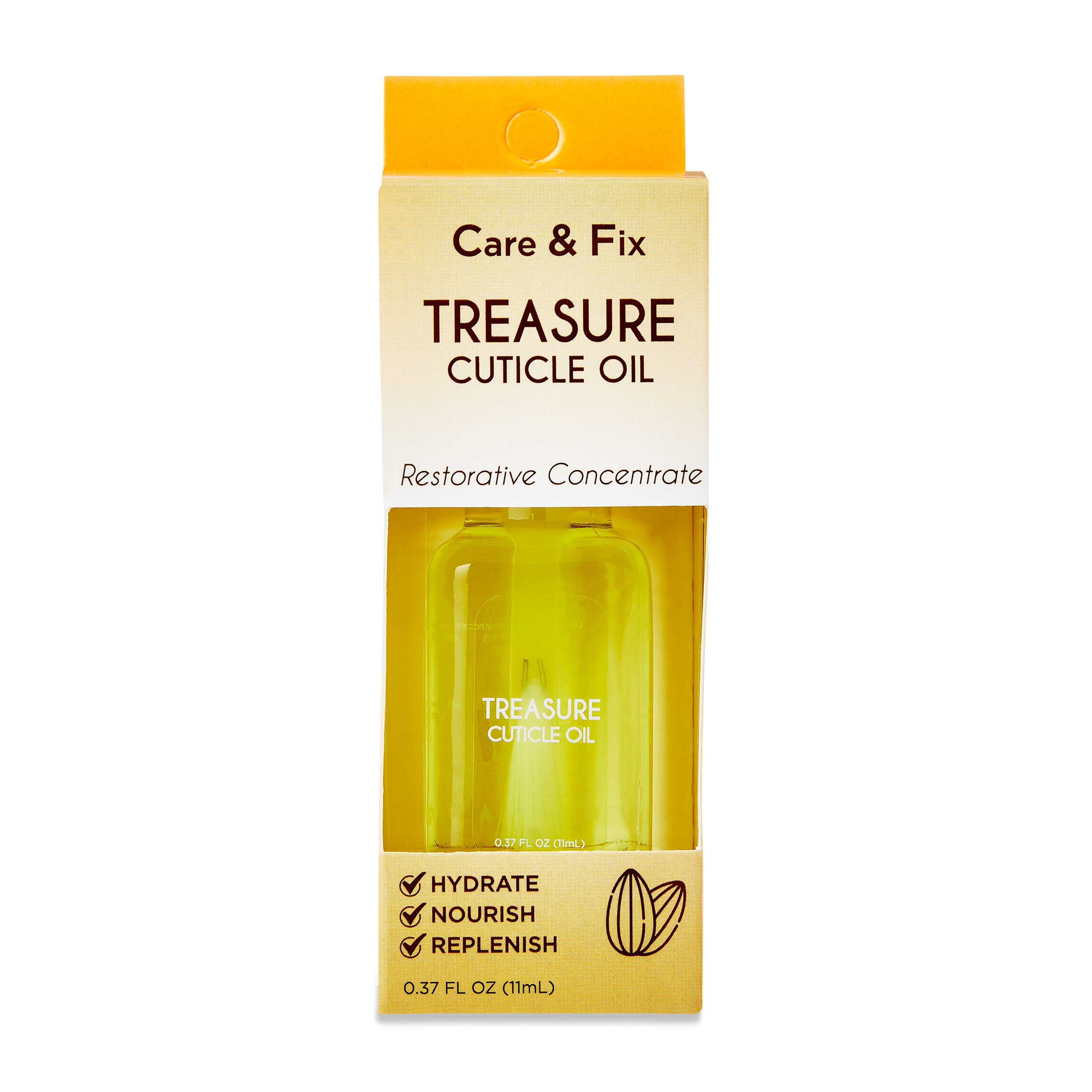 Walmart Care & Fix Treasure Cuticle Oil with Natural Sweet Almond Oil, Vitamin E, & Vitamin F for Nailcare