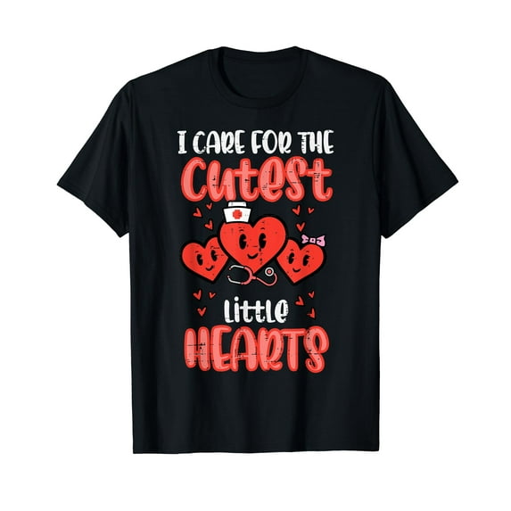 Care For Cutest Little Hearts Nurse Valentines Day Nursing T-Shirt