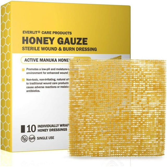 Care Honey Gauze Medical Grade Manuka Honey Patches Accelerate Wound Healing, Soothe Pain