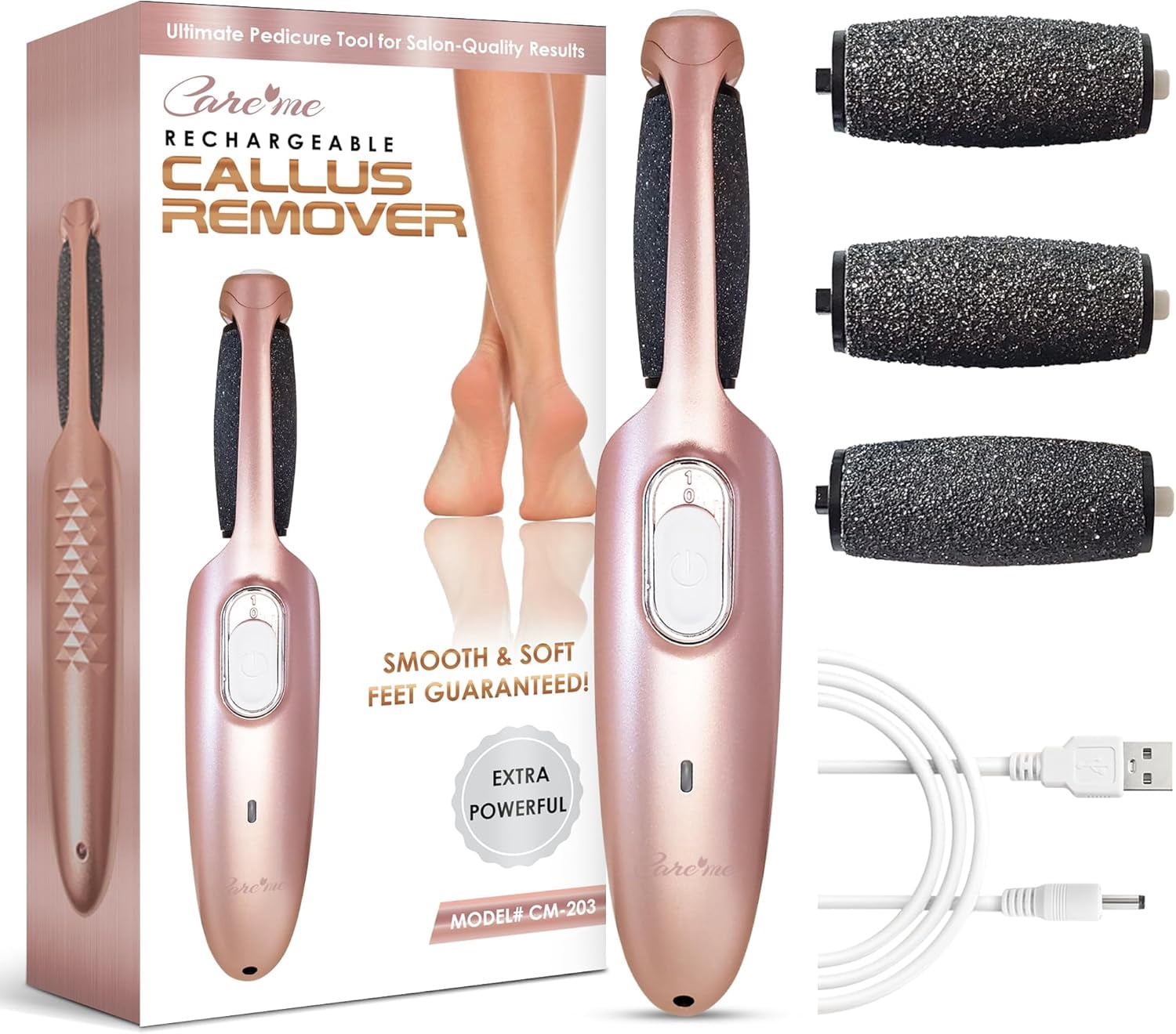 Powerful Electric Callus Remover Rechargeable Removes Dead, Hard Skin & Calluses – Best Pedicure Tool for Soft, Smooth Feet