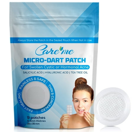 Care Me Microdart Pimple Patches with 173 Micropoints – Fast-Acting Spot Treatment for Cystic or Hormonal Acne or Breakouts (1 pack, 9 count)