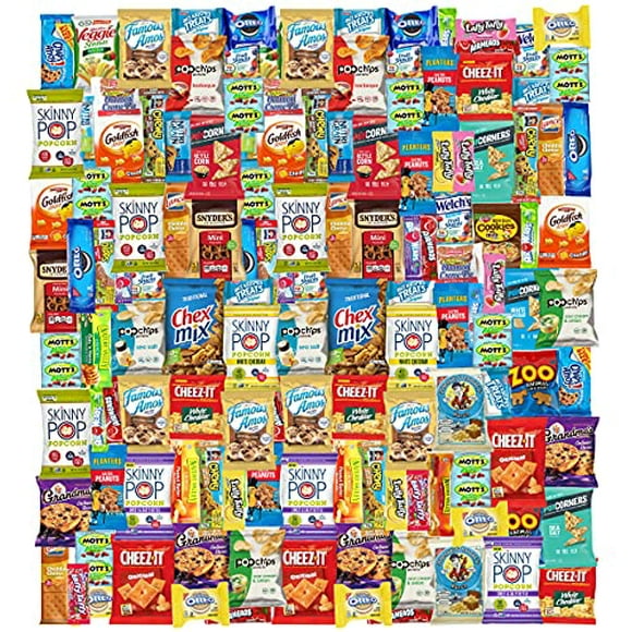 Care Package (150) Variety Snacks Gift Box Bulk Snacks - College Students, Military, Work or Home - Over 9 Pounds of Snacks! Snack Box Fathers gift basket gifts for men