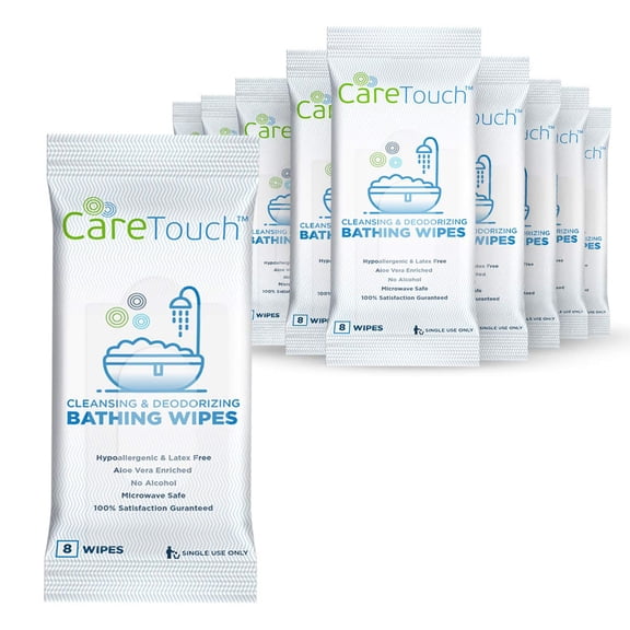 Care Touch Body Wet Wipes with Cleansing & Deodorizing Solution - Shower Wipes for Adults - Great for Gym, Camping, Travel and Bathing (80 Wipes Total)