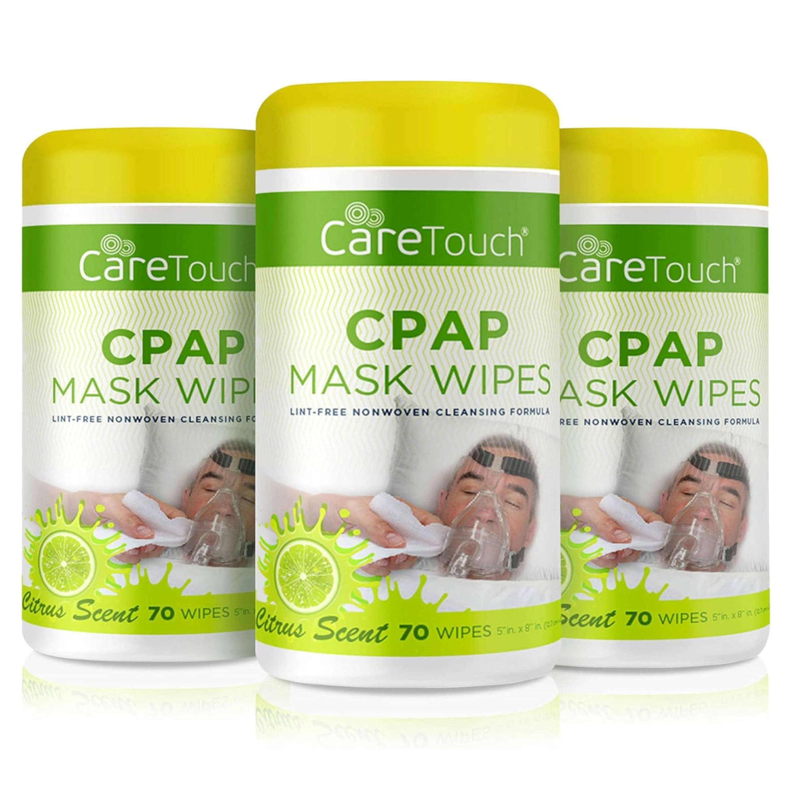 Care Touch CPAP Mask Wipes - 3 Packs of 70 Citrus Scent CPAP Wipes, 210 Count, Natural Care Touch Cleaning Wipes