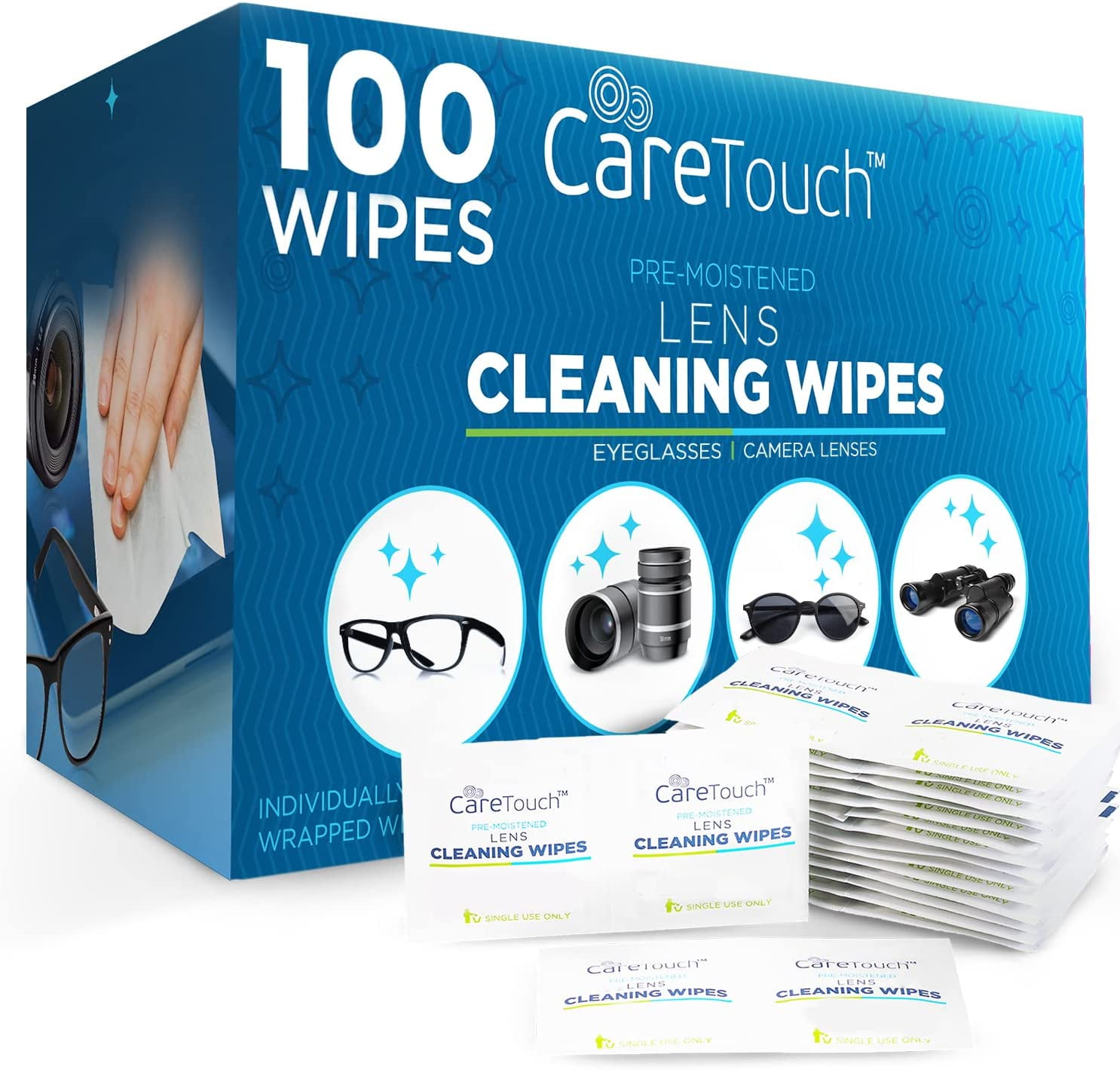 Eyeglass Cleaner Lens Wipes- 200 Pre-Moistened Individual Wrapped Eye Glasses Cleaning Wipes | Glasses Cleaner Safely Cleans Glasses Sunglasses