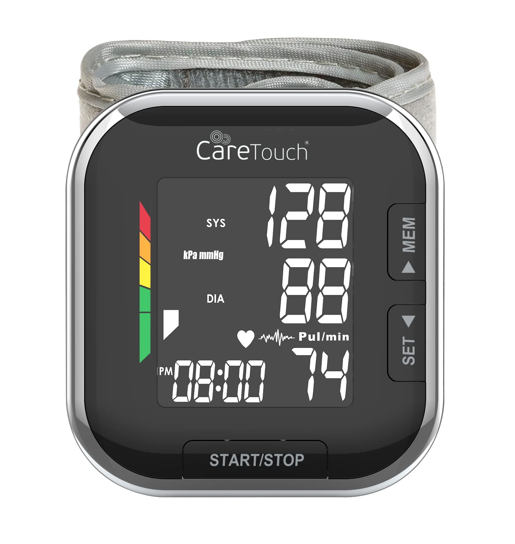 Care Touch Platinum Black Wrist Blood Pressure Cuff Monitor, Automatic