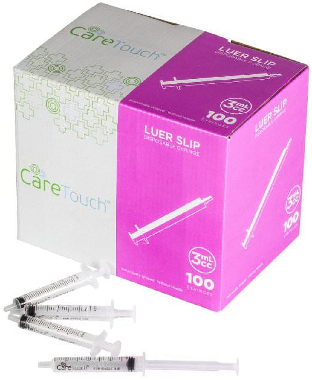 Care Touch Syringe with Luer Slip Tip, 3ml 100 Sterile Syringes (No