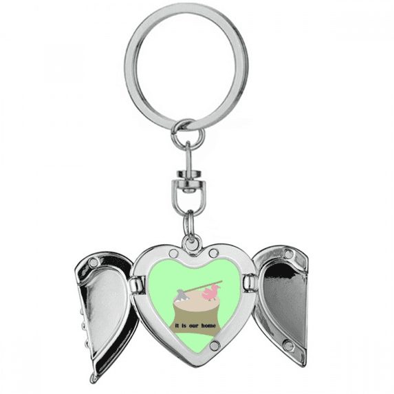 Care Trees No Logging Art Deco Fashion Heart Angel Wing Key Chain Holder