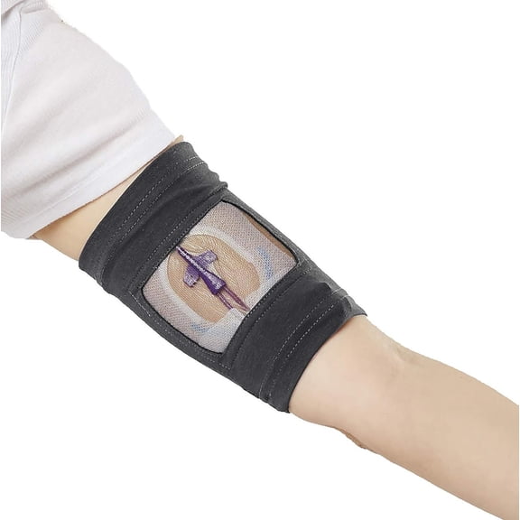Care+Wear PICC Line Cover - Ultra Grip Non-Slip Silicone Band Mesh Window For Visibility
