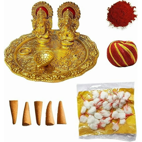 Care Wonder Diwali Aluminium Puja Platter Decoration