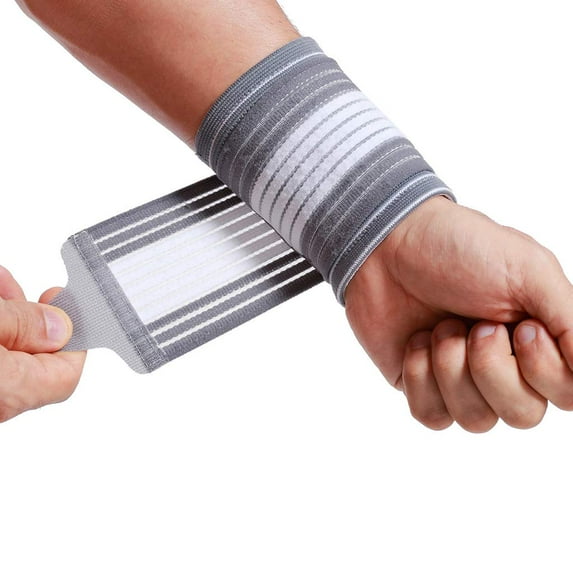 Care Wrist Band - Adjustable Compression Strap - Elastic & Breathable Fabric - Support Sleeve for Tennis, Sports, Exercise - Men, Women, Right or Left - Grey Color (Size S, 1 Unit)