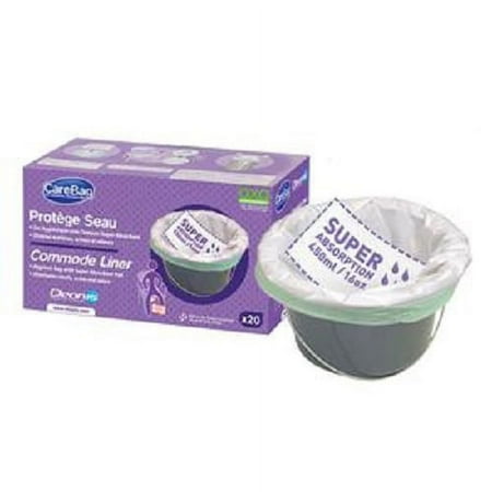 CareBag Oxo-Biodegradable Commode Liner w/ Super Absorbent Pad, Box of 20