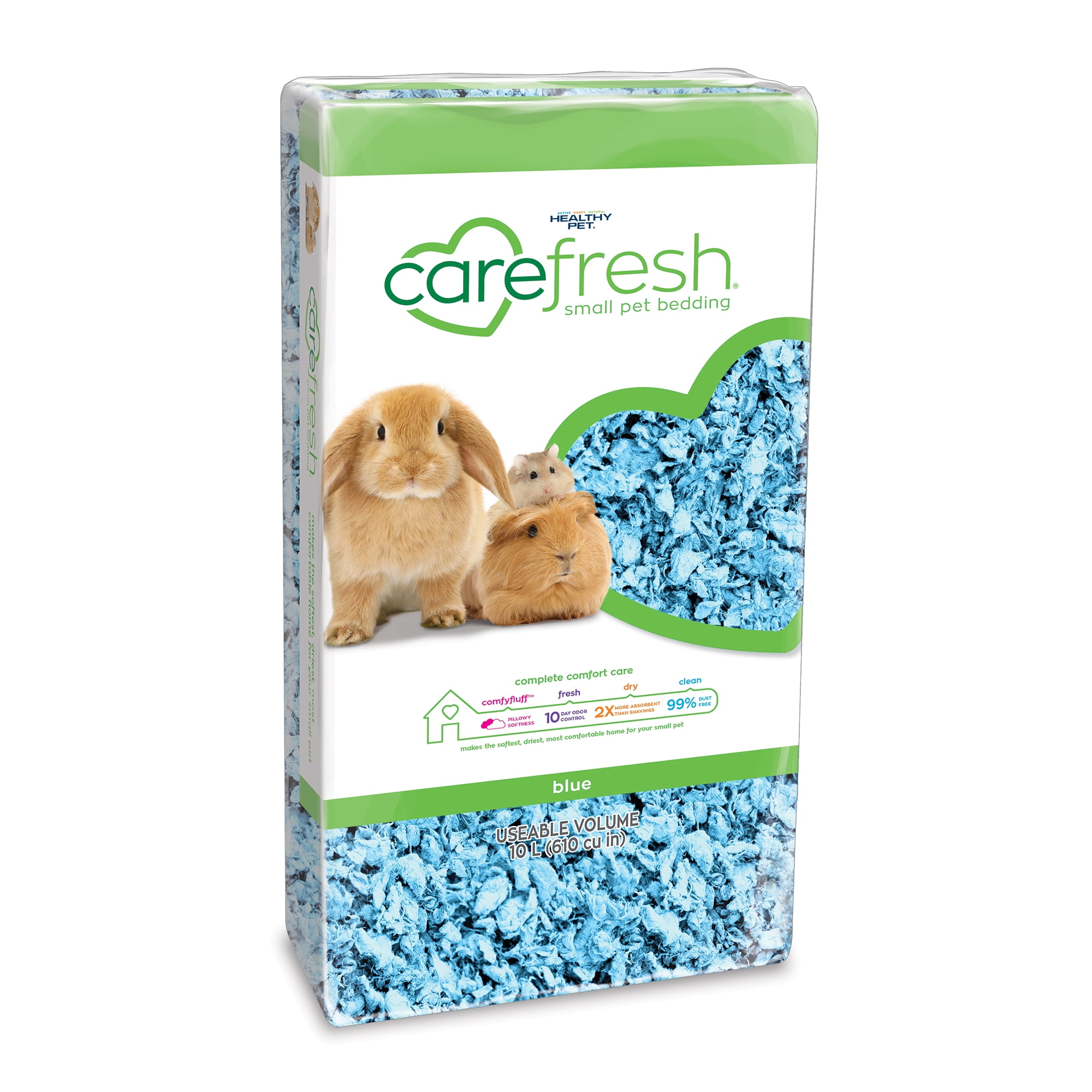 CareFRESH Natural Soft Paper Fiber, Small Pet Bedding, Blue, 10L