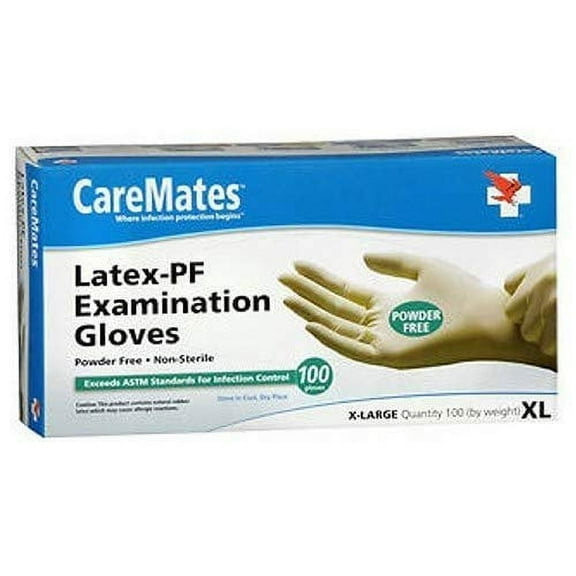 CareMates Latex-PF Examination Gloves, Powder Free, Extra Large, 100 Ct