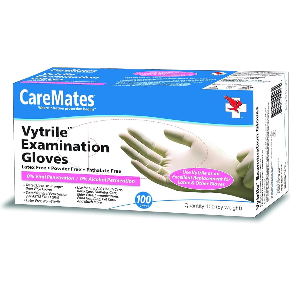 CareMates Vytrile Examination Gloves, X-Large, 100 Count