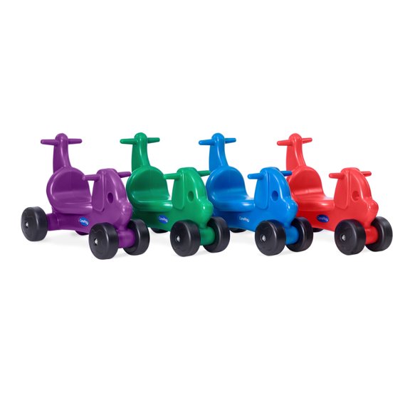 CarePlay 2-in-1 Puppy Push & Ride On Toy, Indoor & Outdoor Use, 50 lb Capacity, 4-Pack, Blue, Red, Green, & Purple