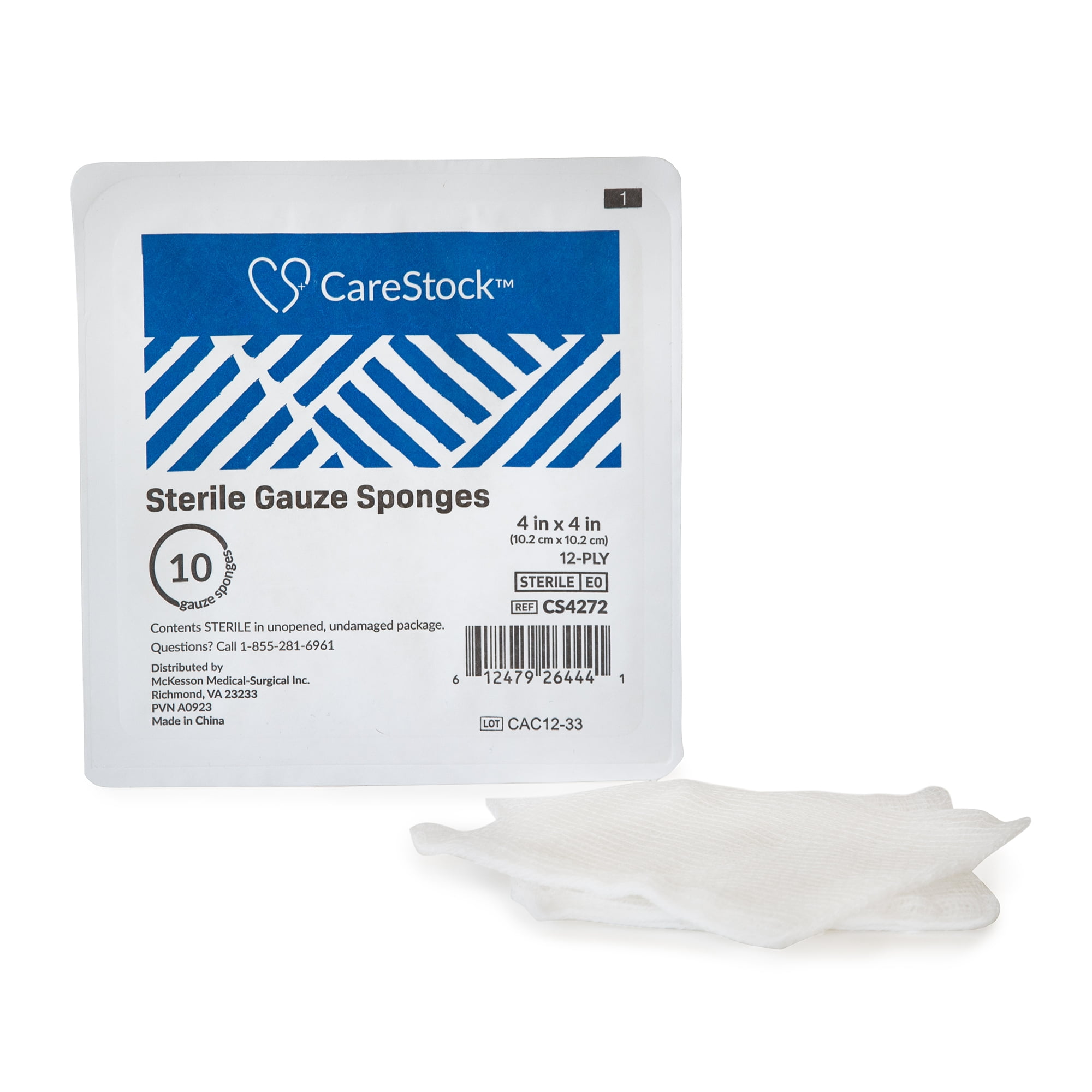 CareStock 12-Ply Gauze Sponge Sterile 4 x 4" 128 Tray(s), 10  per Tray