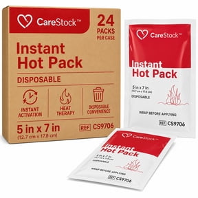 CareStock Instant Hot Pack, Disposable, 5 in. x 7 in., 1 Count, 24 Packs, 24 Total