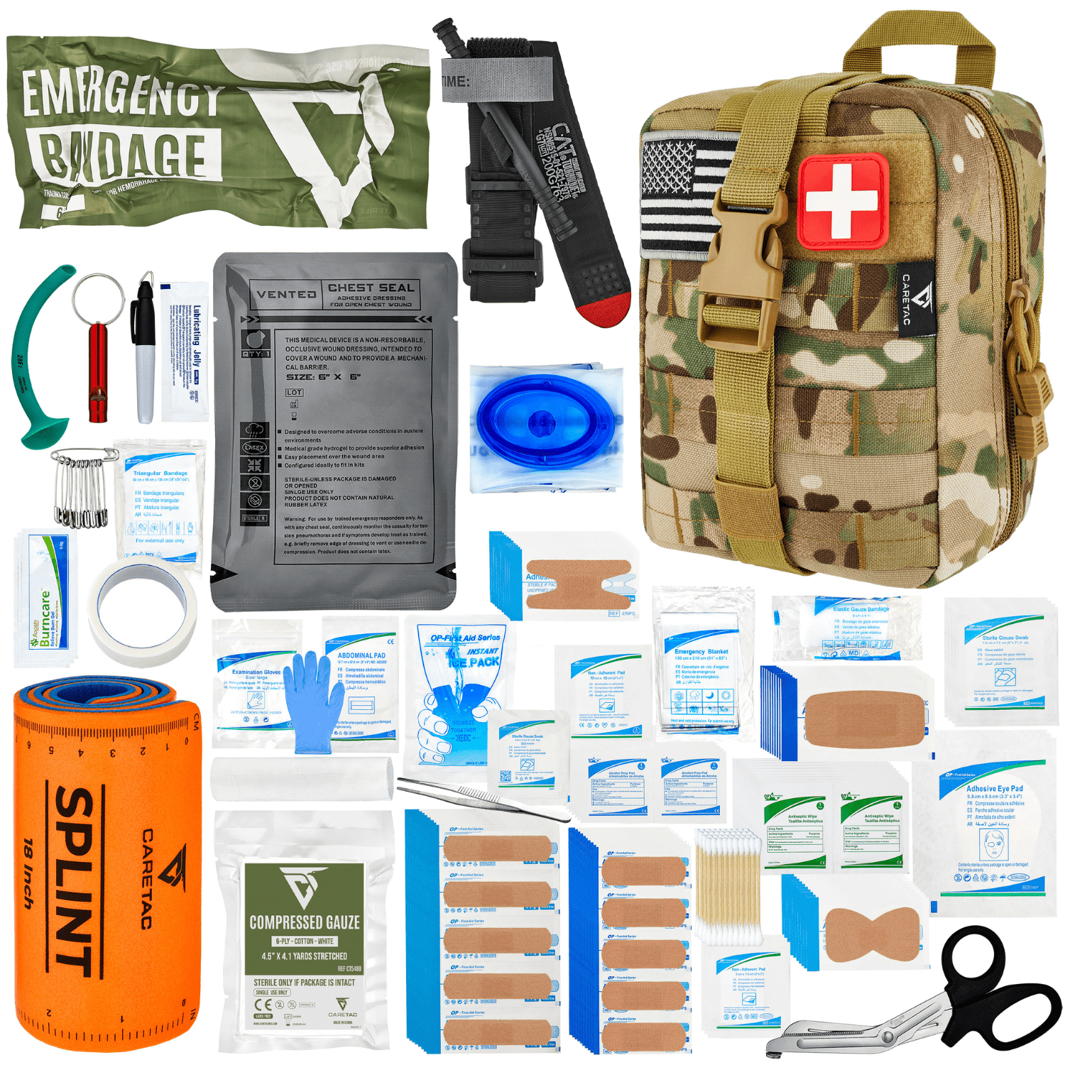 CareTac IFAK Trauma & First Aid Kit with CAT Gen 7 Tourniquet for Emergency Bleeding Control and Wound Care