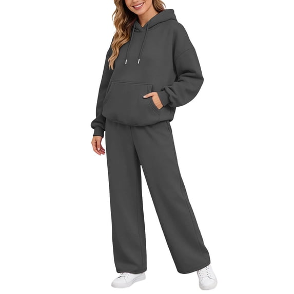 CareWardrobe Casual Hooded Sweatshirt And Wide Leg Jogger Pants ...