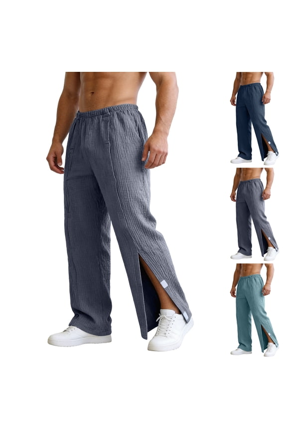 Men's Tear Away Pants Breathable Easy Care Post Surgery Side Full Open Breakaway Pants Men