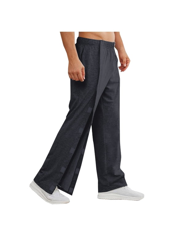 Men's Tear Away Pants Breathable Easy Care Side Snap Open Breakaway Adaptive Casual Pants Recovery Pants