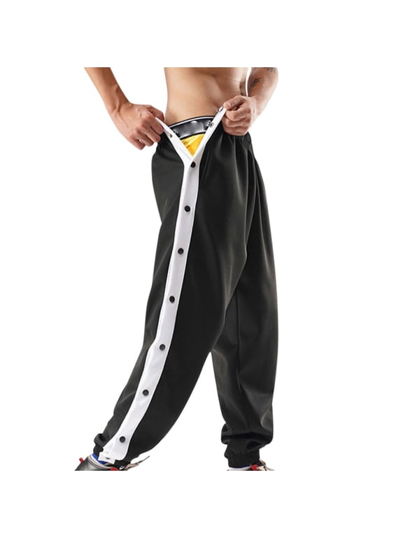 Men's Tear Away Pants Breathable Easy Care Side Snap Open Post Knee Leg Surgery Lounge Breakaway Pants Men