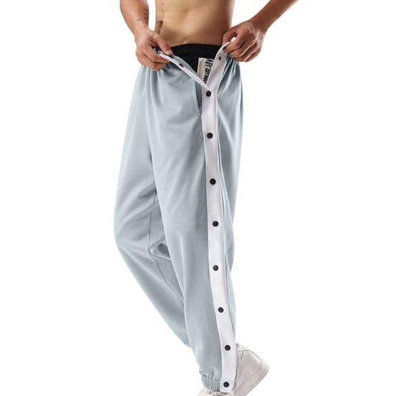CareWardrobe Mens Tear Away Pants Breathable Easy Care Side Snap Open Ankle Surgery Sweatpants Breakaway Pants Men