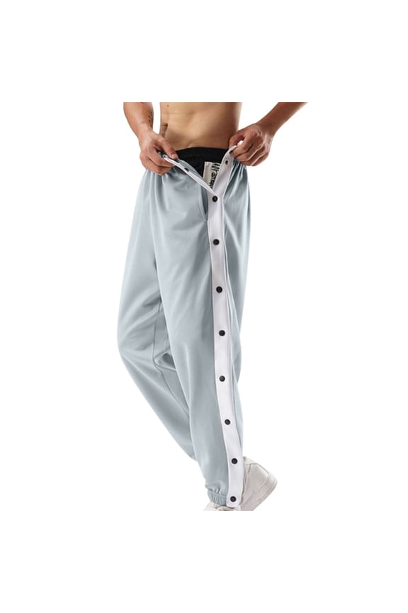 Mens Tear Away Pants Breathable Easy Care Side Snap Open Ankle Surgery Sweatpants Breakaway Pants Men