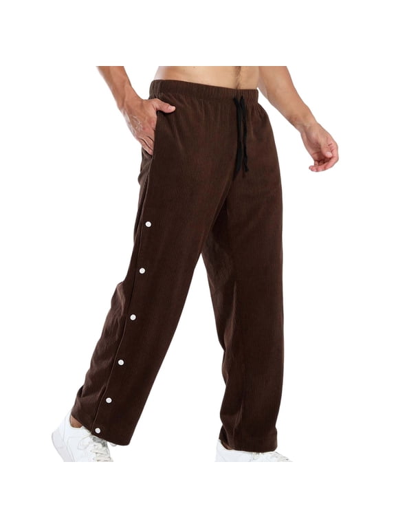 Mens Tear Away Pants Loose Fit Easy Care Side Snap Open Post Knee Surgery Sweatpants Breakaway Pants Men